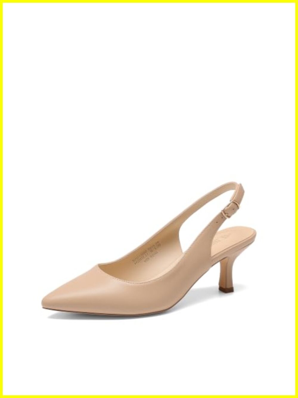 Kitten Slingback Heels Pumps Faux Leather Pointed Toe Non-Slip